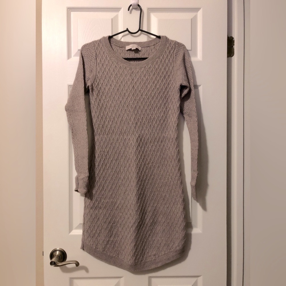 LOFT Wool Blend Taupe Winter Sweater Dress Women’s Size M Medium NEW!